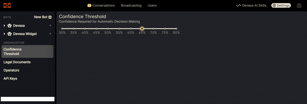 Confidence Threshold settings