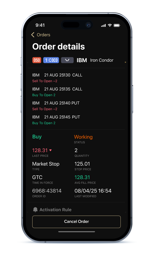 Options Trading App - Order Details