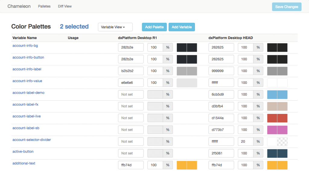 Inspect colors in Chameleon