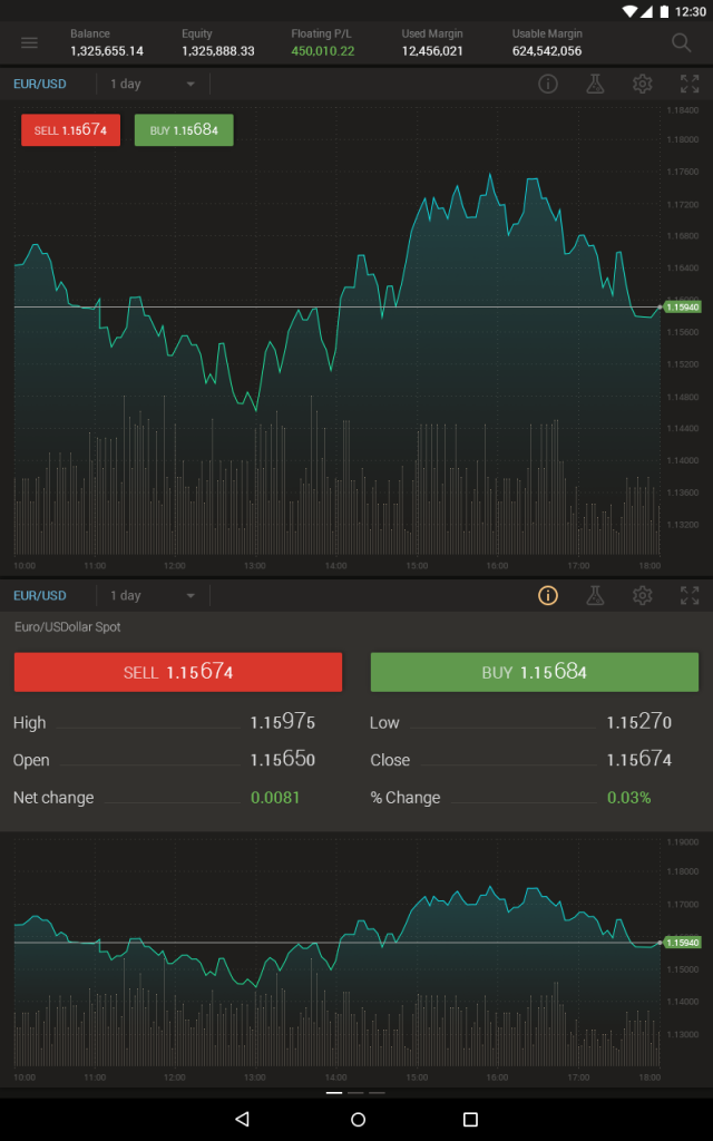 trading platform UI 