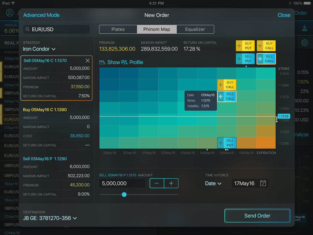 trading platform UI