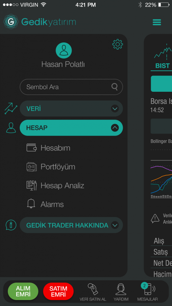 trading platform UI