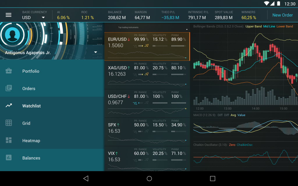 trading platform UI for Android